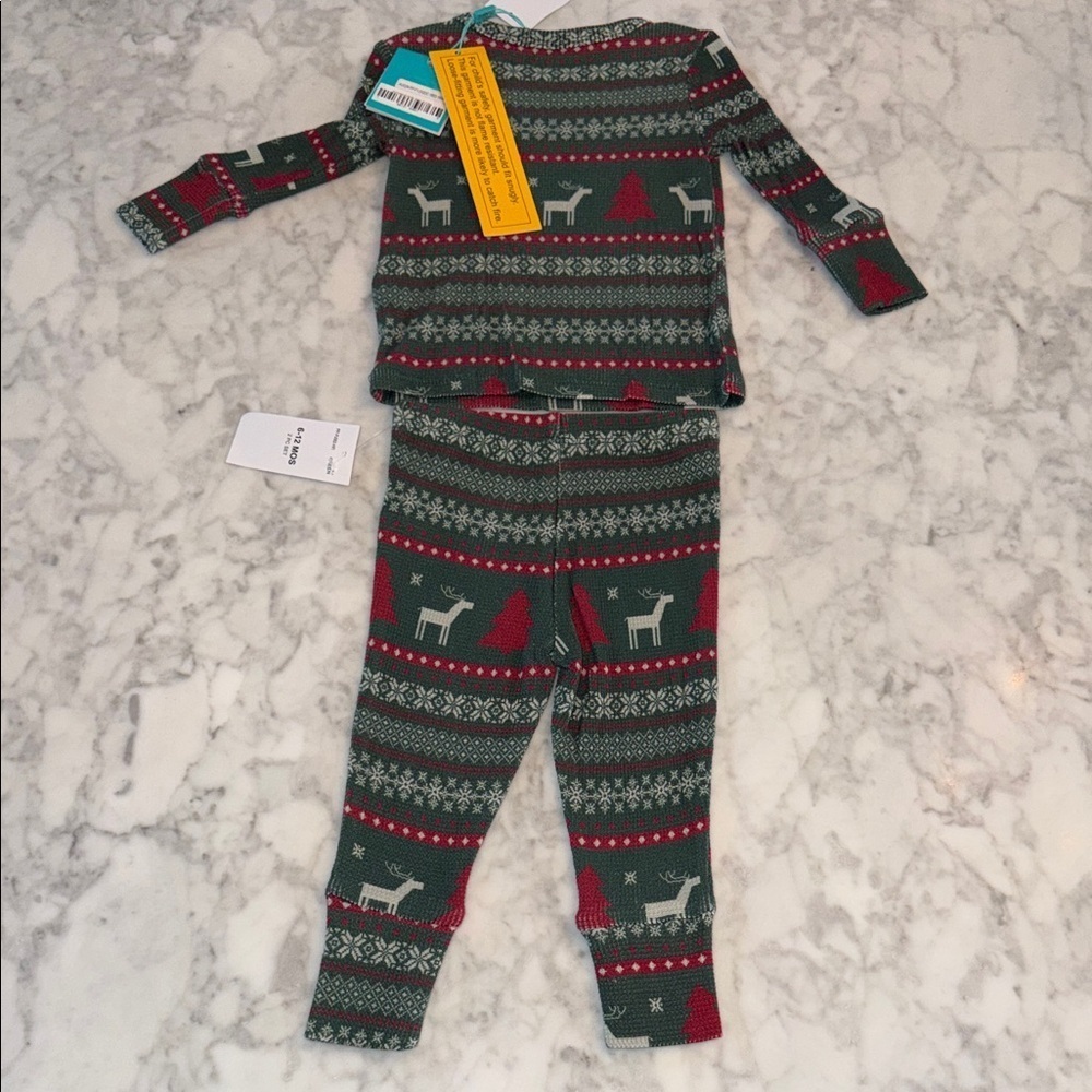 NWT Posh Peanut Green & Red Kids Christmas Pajama Set - Picture 5 of 5